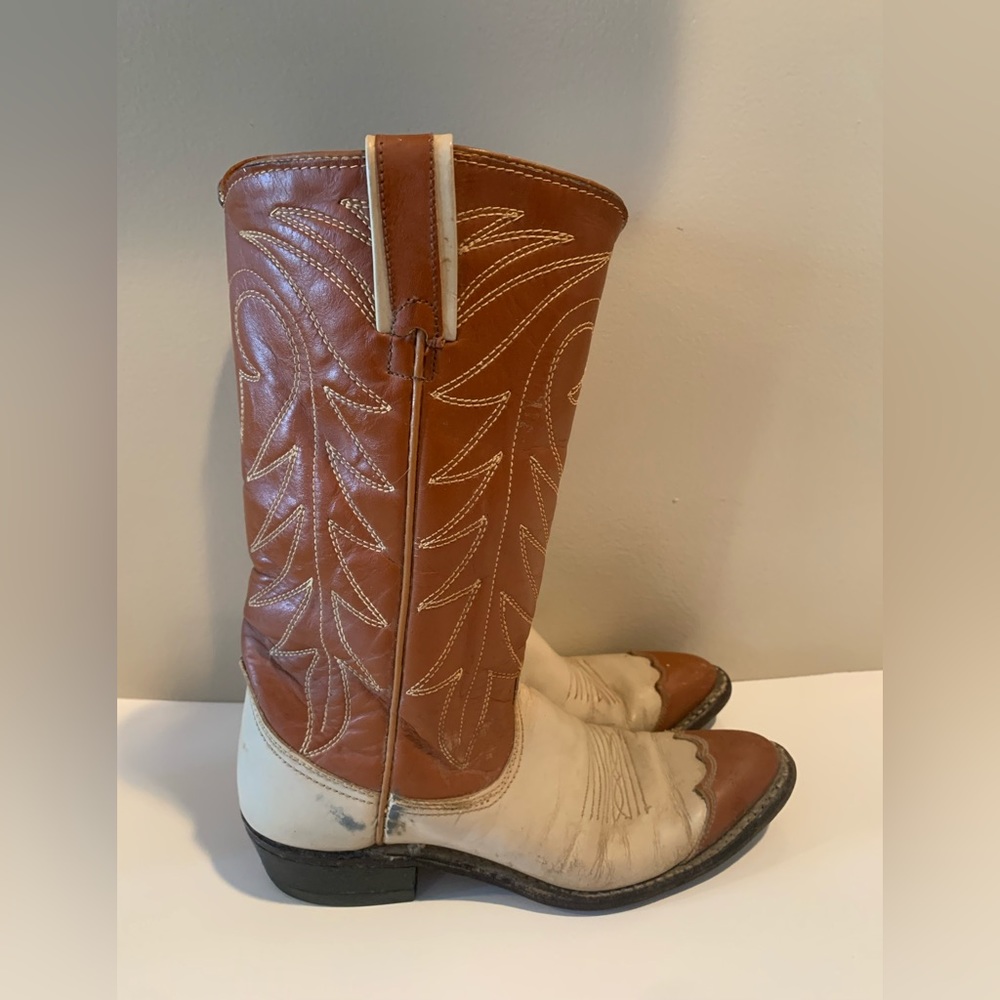 Vtg Cowboy boots leather Brown Texas Brand Women’s Size 5 Preowned See Pictures - Picture 2 of 8